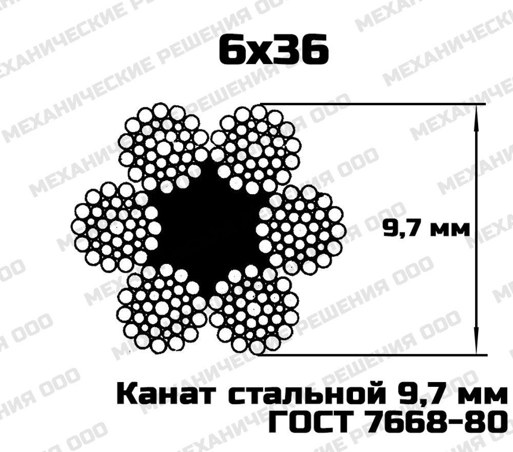 Канат стальной 9,7 мм ГОСТ 7668-80