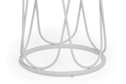 "Перу" журнальный стол из HPL круглый Ø40 H55, каркас из алюминия белый (RAL 9016) муар, цвет столешницы "серый мрамор"