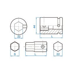 Набор ударных вставок (бит), HEX, 10-32 мм, 11 предметов KING TONY 6411MP