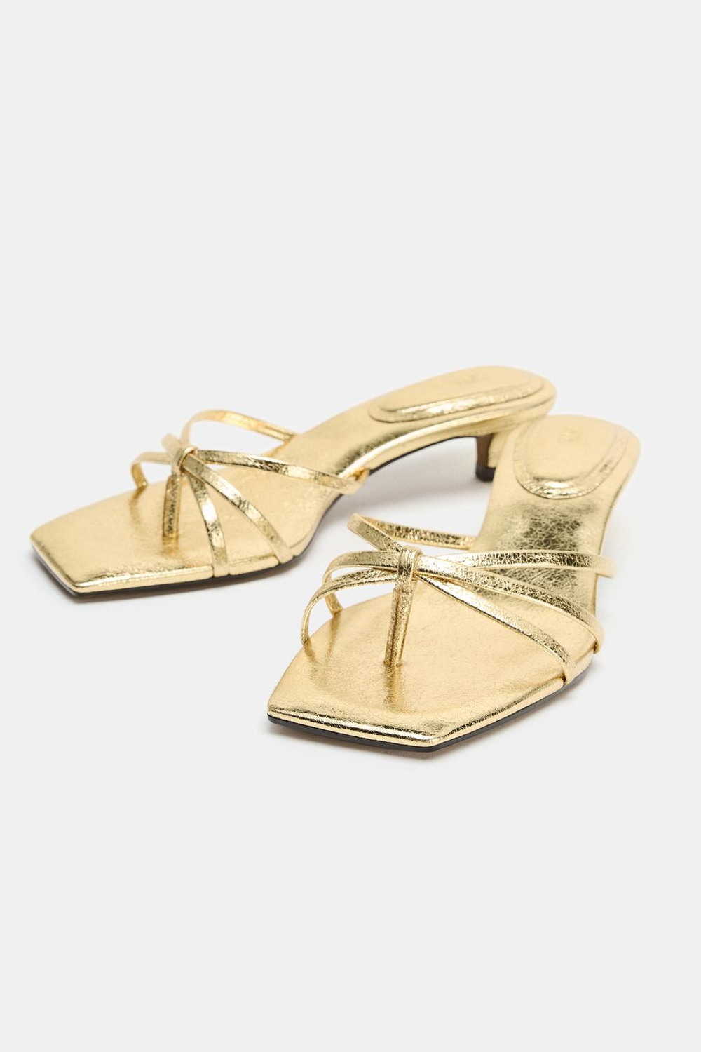 ZARA БОСОНОЖКИ С МЕТАЛЛИЧЕСКИМ БЛЕСКОМ, ЗОЛОТИСТЫЙ