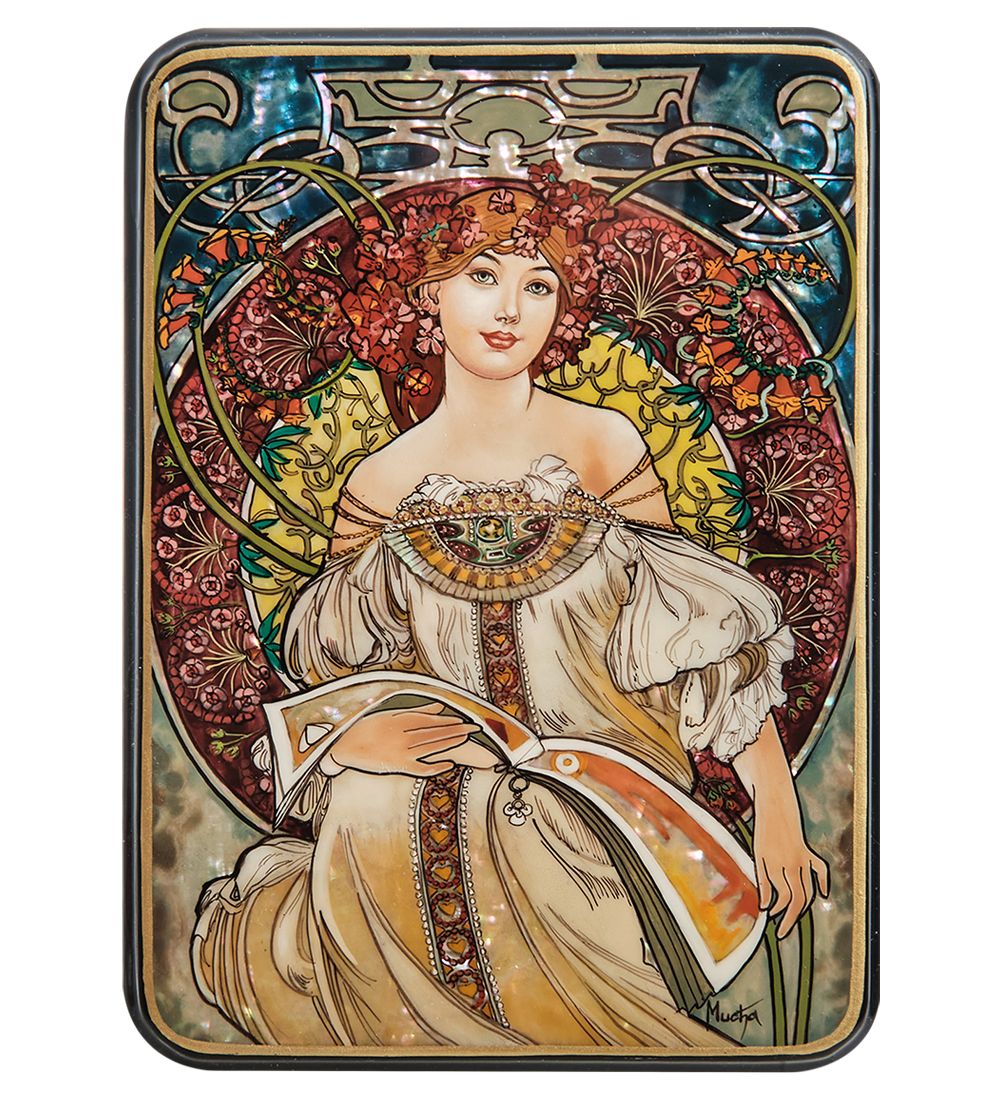 Народные промыслы ШК-55/178-A Шкатулка «Альфонс Муха -Мечтательность» исп. Маркова