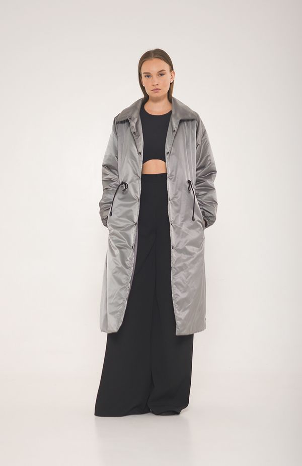 Парка-плащ AW012 серый - фото 1