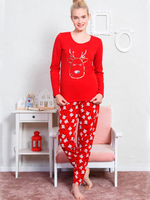 Уютный комплект с оленями (Размер: XL) (Цвет: красный)