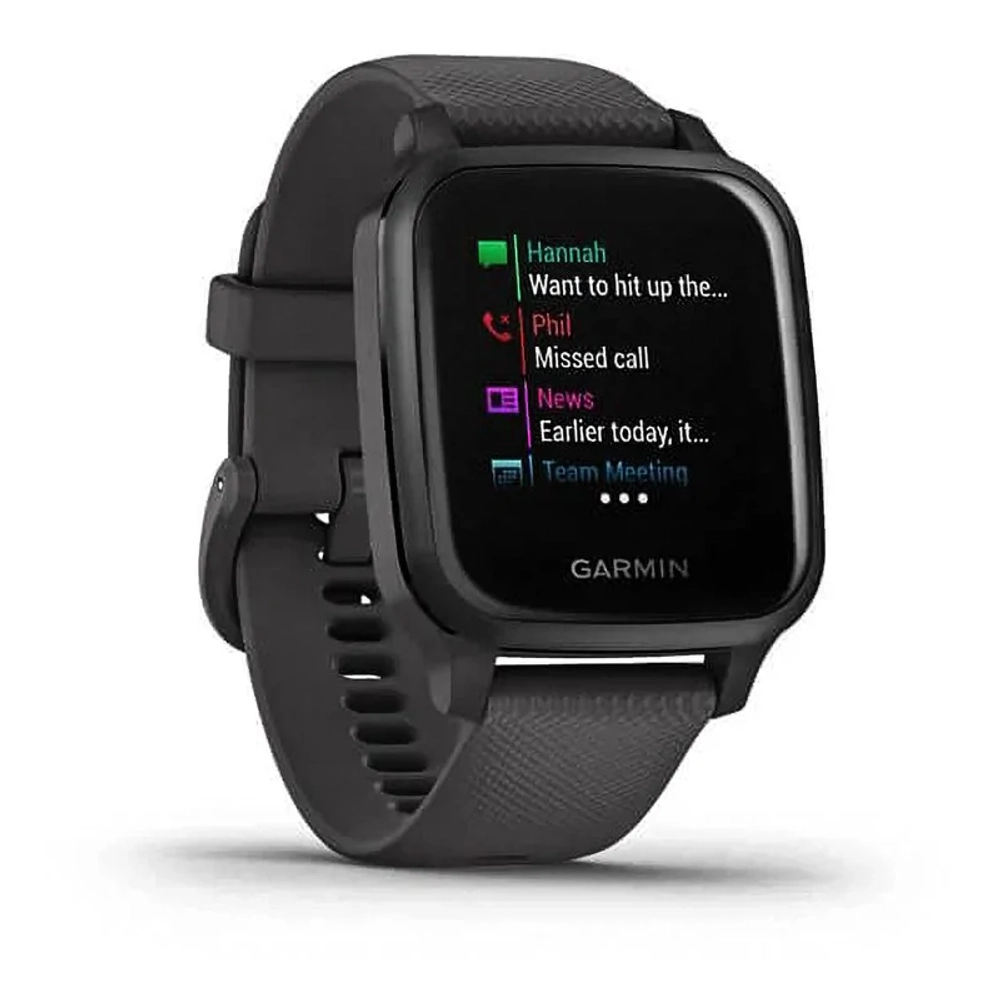 Спортивные наручные часы Garmin Venu Sq серый с алюминиевым безелем и с силиконовым ремешком 010-02427-10