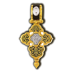 Мощевик с Распятием, Богородицей и святыми. Серебро 925°с позолотой.