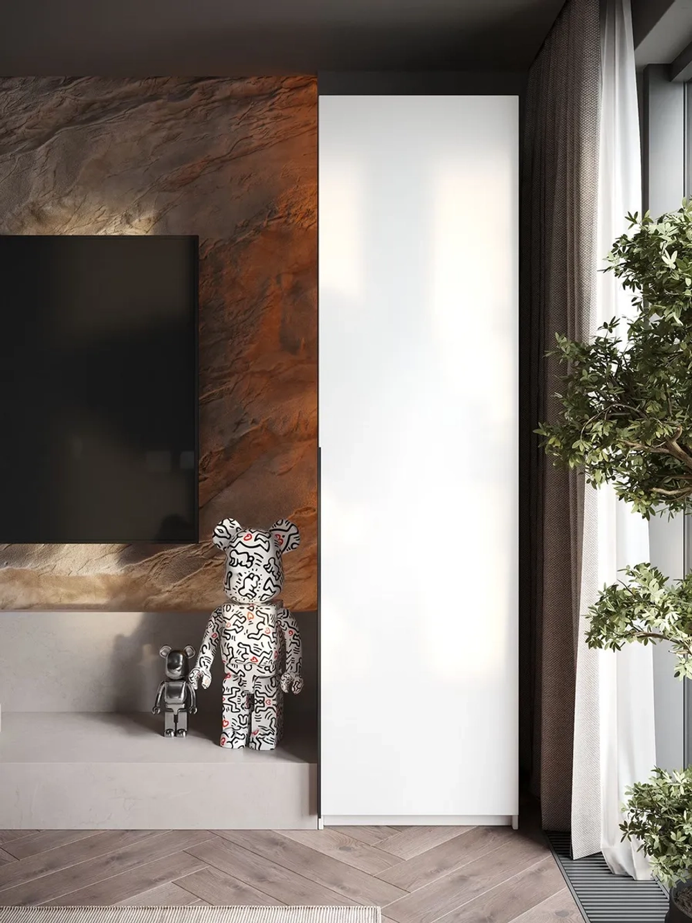 Шкаф Распашной Белый 61х220x52,5 SOHO с полками и ручкой