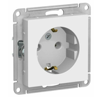 Механизм розетки Systeme Electric 1-м СП ATLAS DESIGN с заземлением 16А белый ATN000143