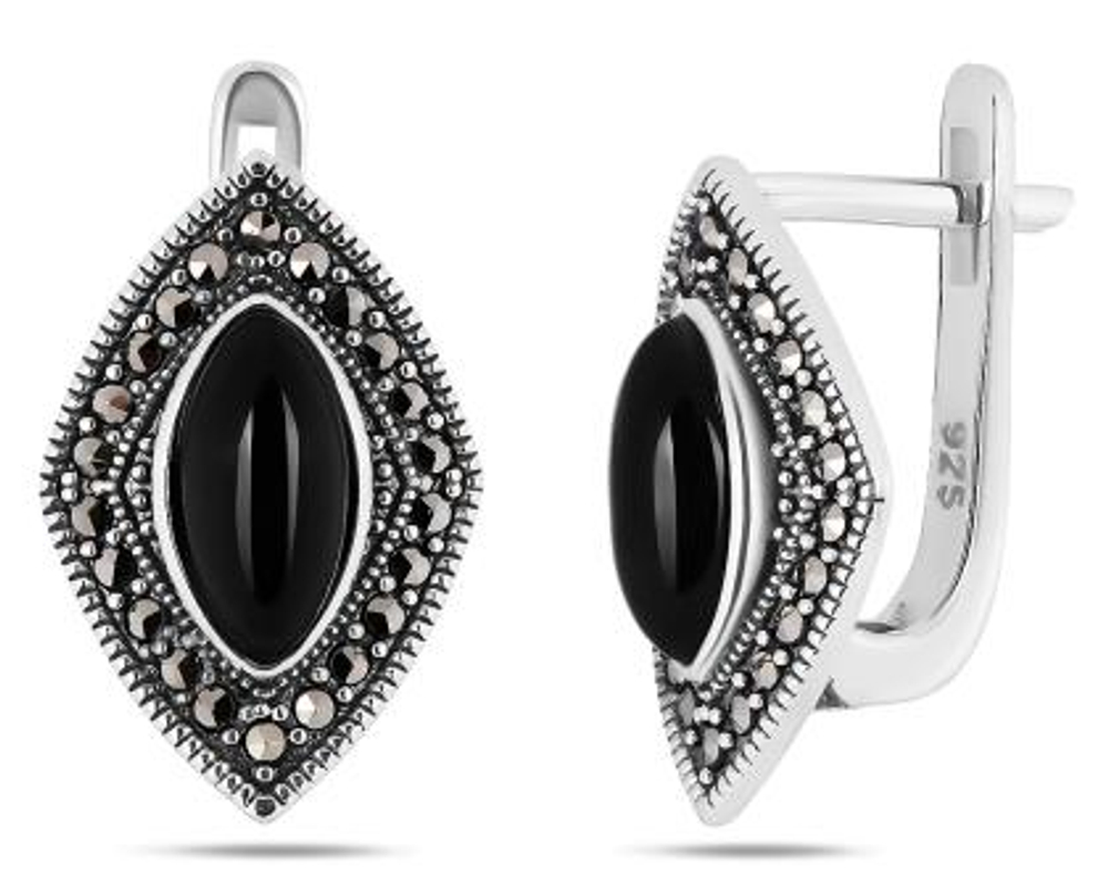 Серьги из серебра с ониксом