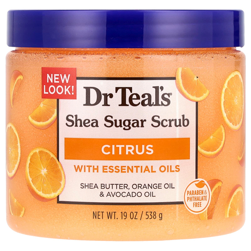 Dr. Teal's, сахарный скраб с маслом ши, цитрус, 538 г (19 унций)
