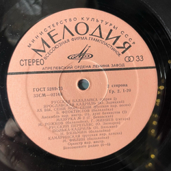 Винтажная виниловая пластинка LP Сборник Русская Балалайка (Серия II) (СССР 1980)