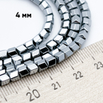 Гематит (имитация), цвет серебристый, размер около 3,8*4 мм, цена за 49-50 шт (1/2 нити)