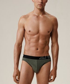 Мужские трусы (3шт) слипы спорт Atlantic 3MP-209, хлопок, зеленый меланж + винный меланж + голубой меланж