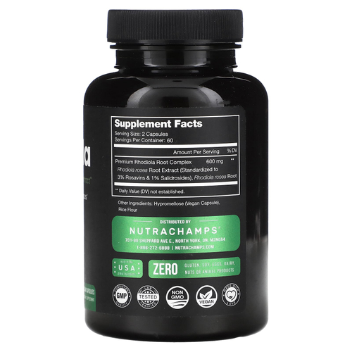 NutraChamps, Родиола, 120 веганских капсул (300 мг на капсулу)