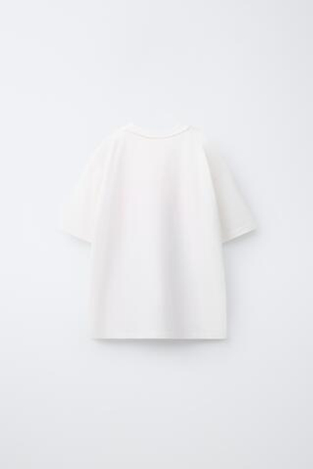 ZARA ФУТБОЛКА С ПРИНТОМ , БЕЛЫЙ