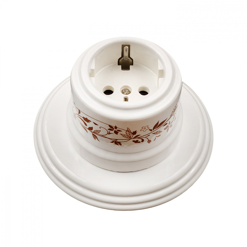 Розетка с З.К., керамика, цвет белый, декор D6/2 B1-101-01-D6/2