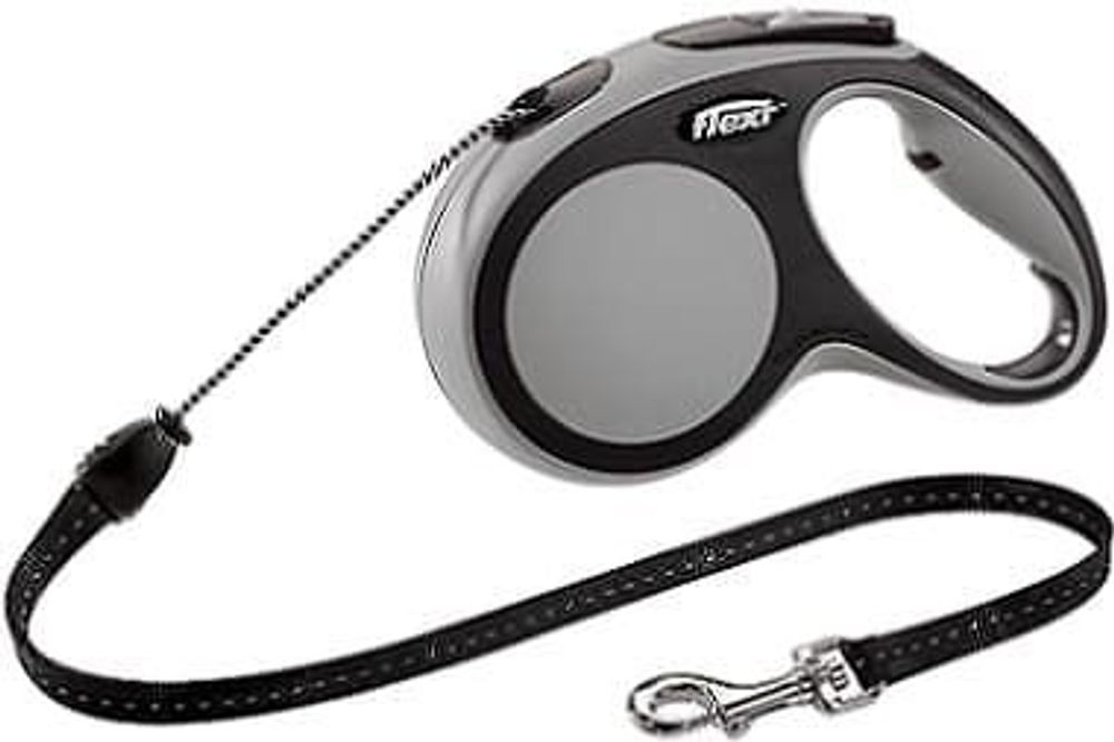 FLEXI рулетка New Comfort М (до 20 кг) трос 5 м черный/серый