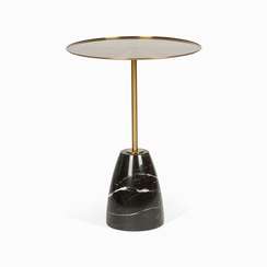 Кофейный столик Brasil 2, Ø45х61 см, черный мрамор, золотистая сталь