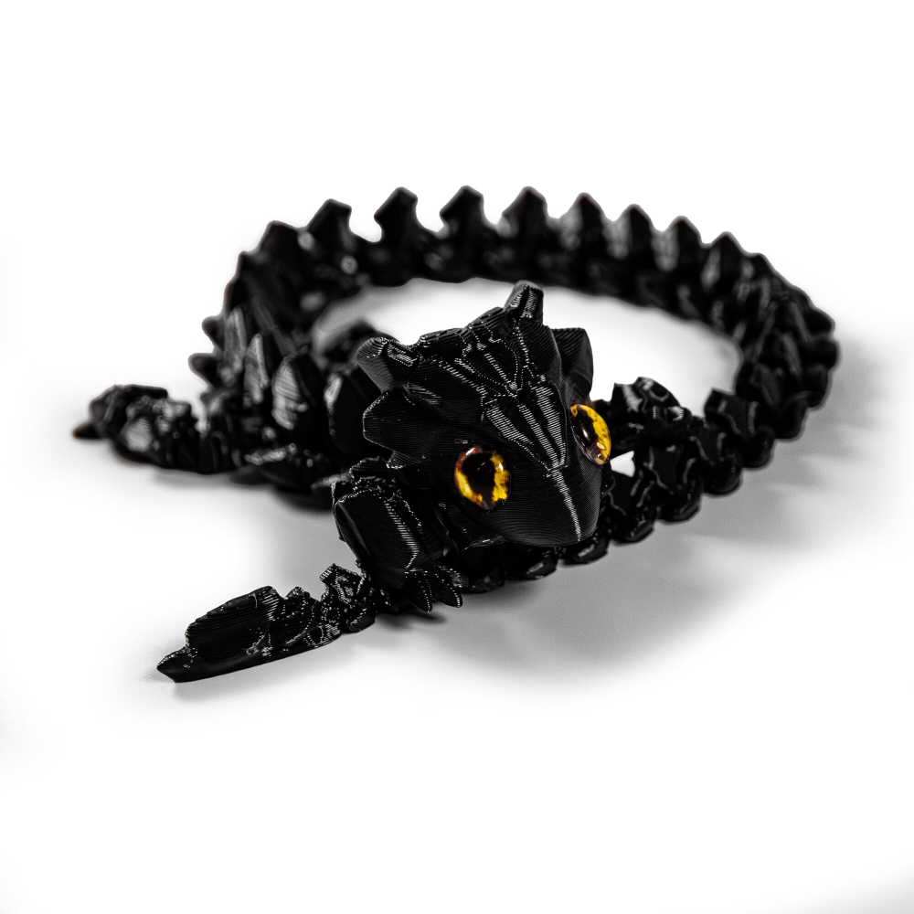 Игрушка-антистресс гибкая ящерица-кристалл, с короткими рожками, 3D печать, черная
