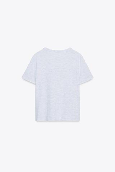 ZARA ФУТБОЛКА С НАДПИСЬЮ, СЕРЫЙ МЕЛАНЖ