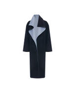 Пальто двустороннее из шерсти Берберри черно-голубой