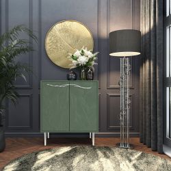 Комод Арт Колор leaves Стайл Сильвер с 2 полками Зеленый нефрит