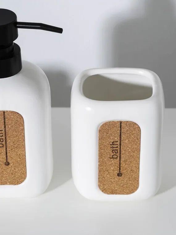 Набор аксессуаров для ванной комнаты Доляна «Лофт», 2 предмета (дозатор для мыла, стакан)