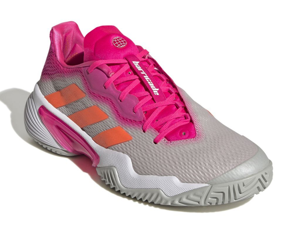 Женские Кроссовки теннисные Adidas Barricade W - grey two/solar orange/team shock pink