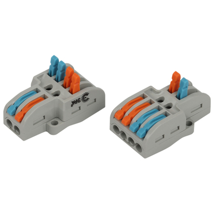 Клемма ЭРА NO-225-457 проходная разветвительная 222-4124 с рычагами 2/4 полюса 0.08-2.5/4 мм2 упаковка 1 шт