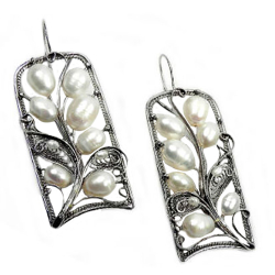 Серьги "Горошек" жемчуг, скань