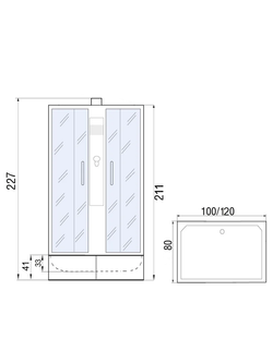 Душевая кабина RIVER QUADRO Б/К XL 120/80/41 MT с поддоном 120x80x220 10000013642 Универсальная Прямоугольник
