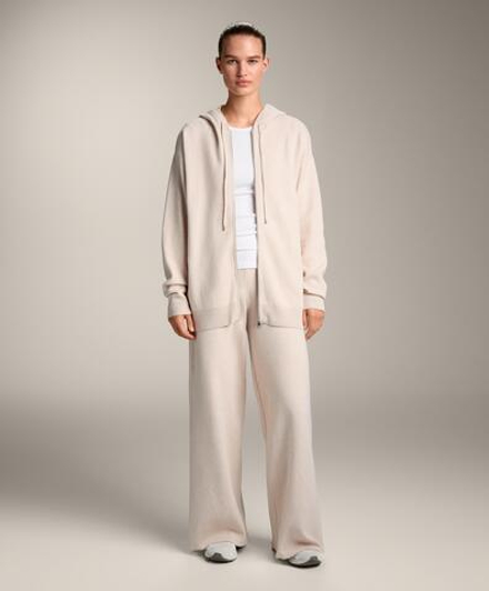 Oysho Длинная вязаная куртка с капюшоном, каменный