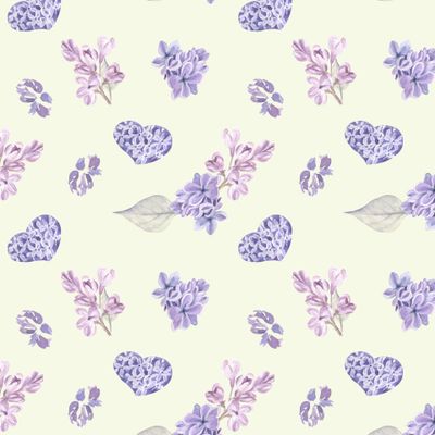 Сирень и сердечки на салатовом / Lilac and hearts on green