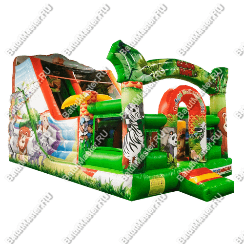 Надувной батут "Мир сафари" с цветным полом 8*4*5 м,