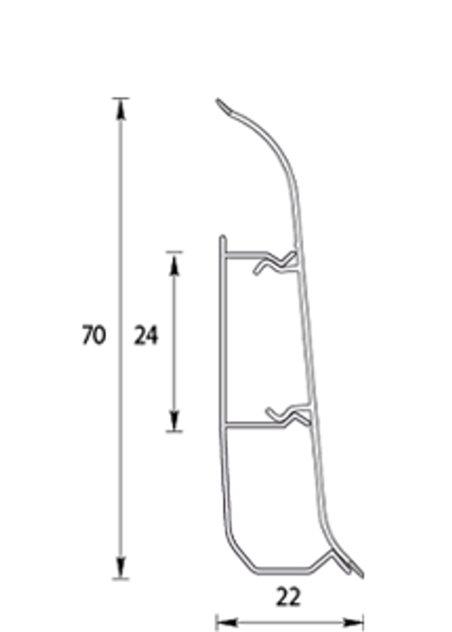 Плинтус ПВХ Идеал Классик 001 Белый с цельной лицевой частью 2200х70х22 мм