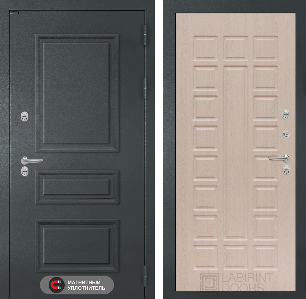 Дверь с терморазрывом входная Лабиринт ATLANTIC 04 Беленый дуб