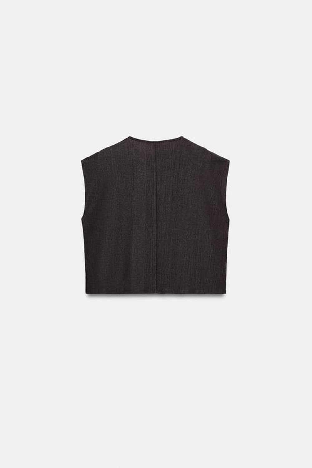 ZARA ТОП В СТИЛЕ РУСТИК БЕЗ РУКАВОВ, АНТРАЦИТОВЫЙ