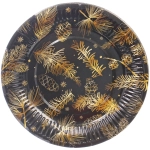 Тарелка бумажная 18 см в наборе 10 шт «Хвойная веточка», черный