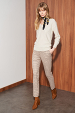 3662 Брюки женские (бежевый клетка)