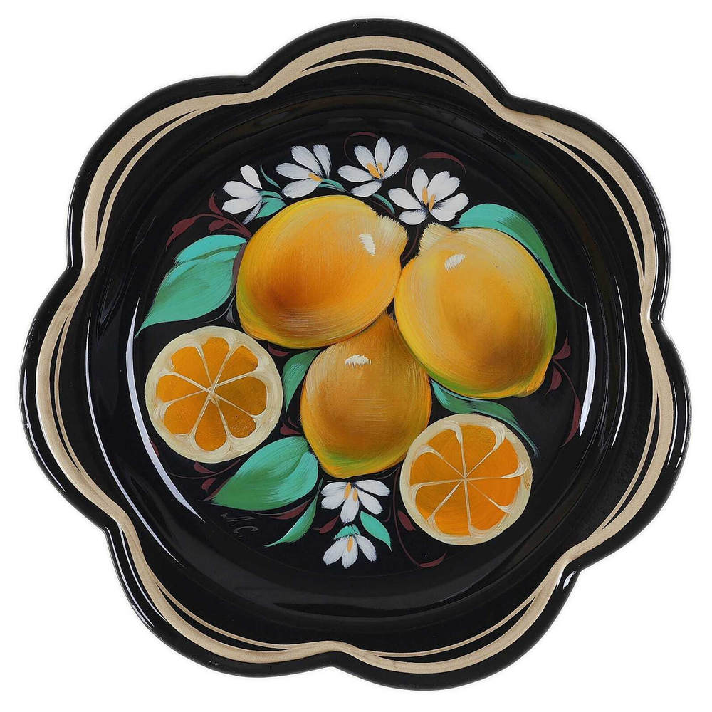 Жостовский поднос декоративный, размер 18 см (A1), металлический