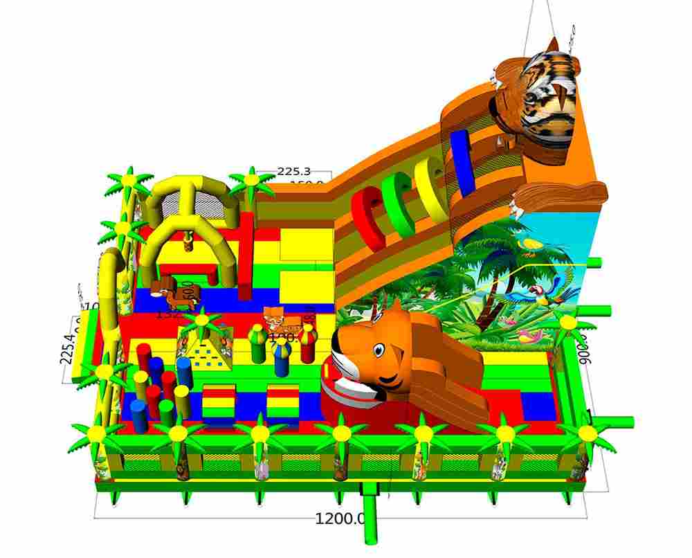 Коммерческий надувной батут «Сафари-Тигр», 12*9*9 м