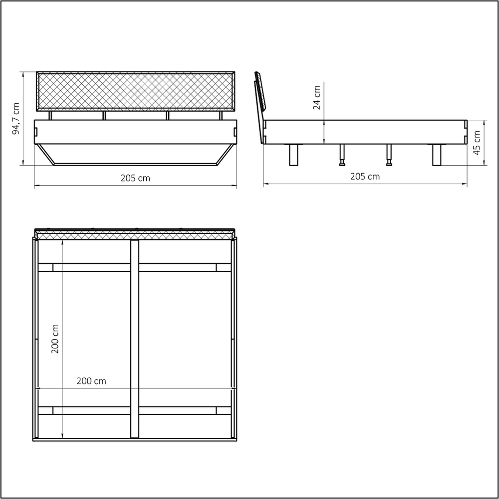 Двуспальная кровать 200х200 Беллиссима массив дуба, черная