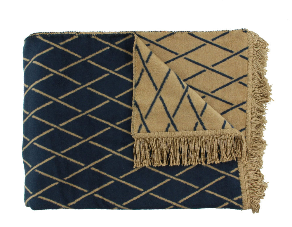 Плед 150x200 Claudi Dias Indigo Gold синий с коричневым