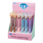 Ручка шариковая, автоматическая, Basir, синие чернила, серия "Мишка", цветной корпус со стразами и подвеской, 24 шт