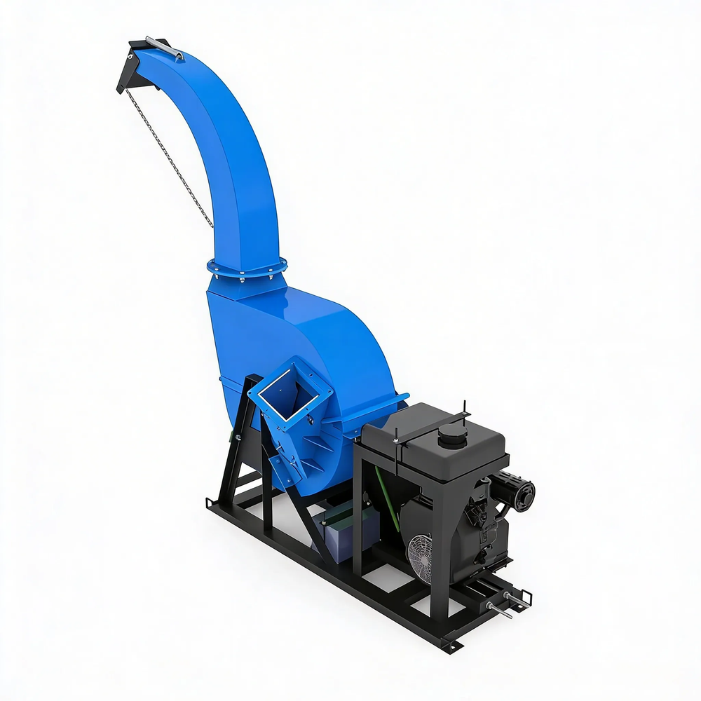 Рубительная машина "Метеор" ИД-600Н Б24 (бензиновый двигатель, 24 л.с., электростартер)