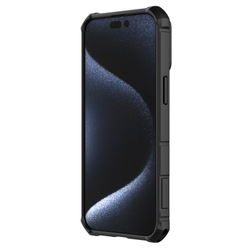 Чехол противоударный от Nillkin для смартфона iPhone 15 Pro Max, CamShield Armor Case, с кольцом и металлической защитной шторкой для камеры