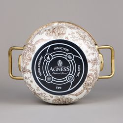 НАБОР КАСТРЮЛЬ AGNESS ЭМАЛИРОВАННЫХ СЕРИЯ "ROYAL GARDEN", 4ПР. 2,1Л И 3,8Л