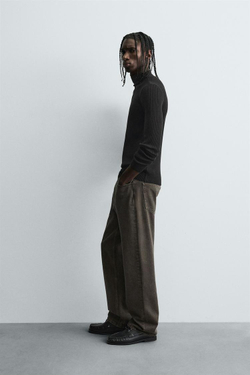 ZARA СВИТЕР В РУБЧИК С ВОРОТНИКОМ-СТОЙКОЙ, ЧЕРНЫЙ