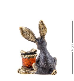 AM-3661 Фигурка «Зайчик с Подарочком» (латунь, янтарь)