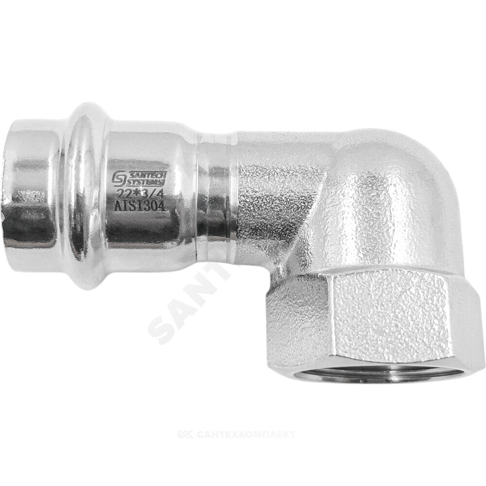 Угольник сталь нерж AISI 304 Дн 22х1/2" пресс/ВР SantechSystems
