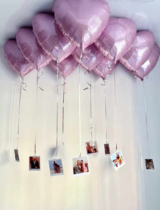 Воздушные гелиевые шарики сердца розовые с фото, 10шт, с доставкой по Хабаровску №4718